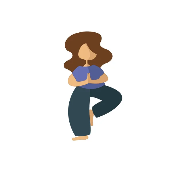 Een Illustratie Van Een Vrouw Die Yoga Beoefent Geïsoleerd Wit — Stockvector