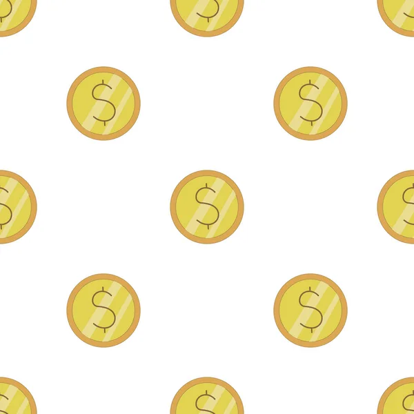 Бесшовный Рисунок Золотыми Монетами Деньги Знаком Доллара Белом Фоне — стоковый вектор