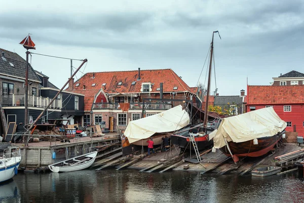 Muelle Del Antiguo Pueblo Pesquero Spakenburg Los Países Bajos — Foto de Stock