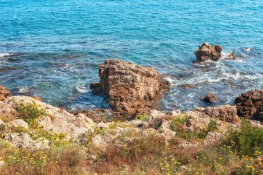 Sahil ve Fransa Antibes Juan-les-Pins kasabaları arasındaki çekim
