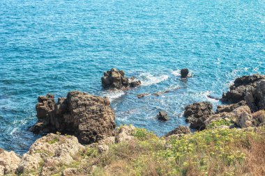 Sahil ve Fransa Antibes Juan-les-Pins kasabaları arasındaki çekim