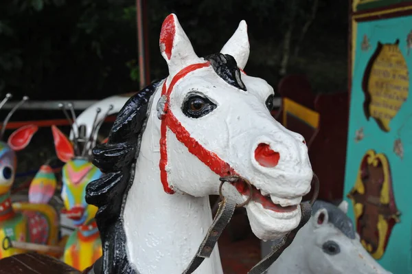 Tete Cheval Manege Bois — Zdjęcie stockowe