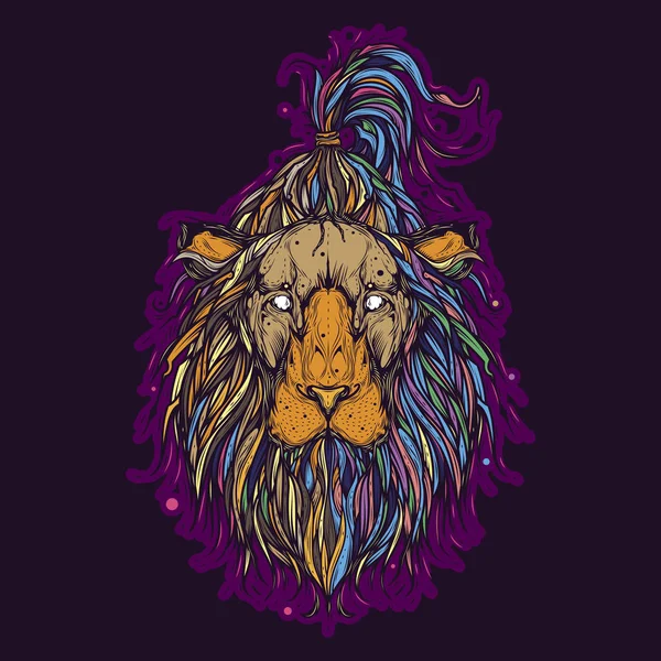 Illustration Vectorielle Originale Lion Dans Style Néon Rétro Conception Pour — Image vectorielle