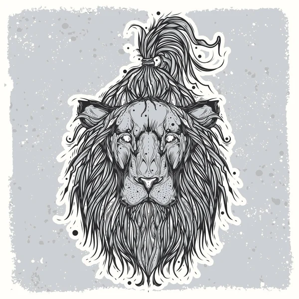 Original Vector Drawing Lion Design Sticker Shirt Detailed Lion Peculiar — Stock Vector