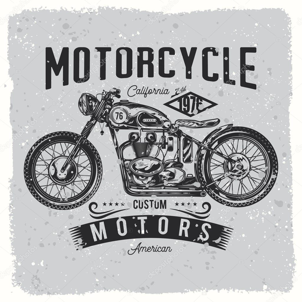 Vintage, custom motorcycle, bikers logo