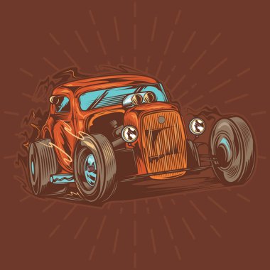 Klasik bir Amerikan hot rod vektör çizim.