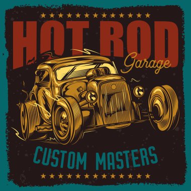 Orijinal vektör American hot rod. Klasik model. T-shirt veya etiket Yazdır