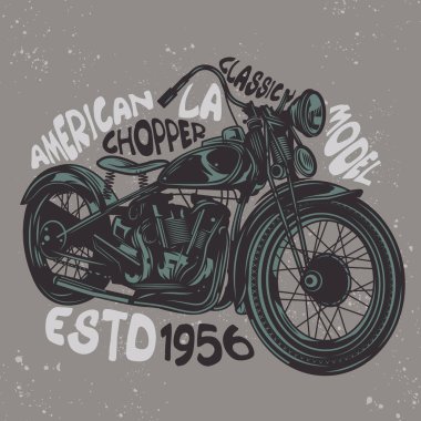 Orijinal vektör çizimde retro tarzı. Gri arka plan üzerinde klasik Amerikan helikopteri