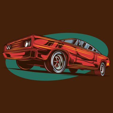 Amerikan arabası. Vektör görüntü. T-shirt veya etiketleri yazdırma.