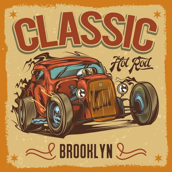 Vektör çizim vintage tarzı. American hot rod