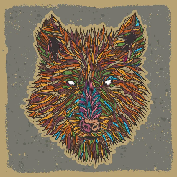 Abstraction Illustration Vectorielle Originale Loup Dans Des Tons Vintage — Image vectorielle