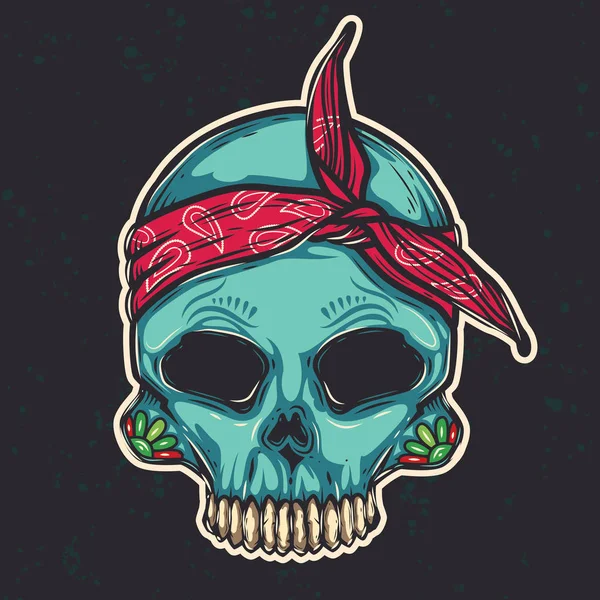 Ilustración Vectorial Original Estilo Retro Calavera Vendaje Colores Neón — Vector de stock