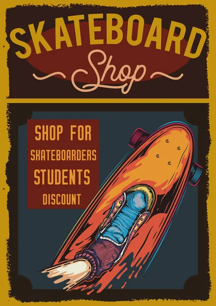 Manifesto Vettoriale Stile Vintage Negozio Skateboard — Vettoriale Stock