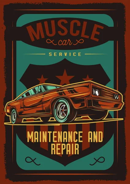 Muskle araba vektör poster. Amerikalı bir klasik