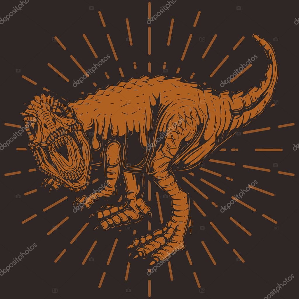 Vector illustration of a dinosaur, on a simple background. Print for t-shirts or stickers.
