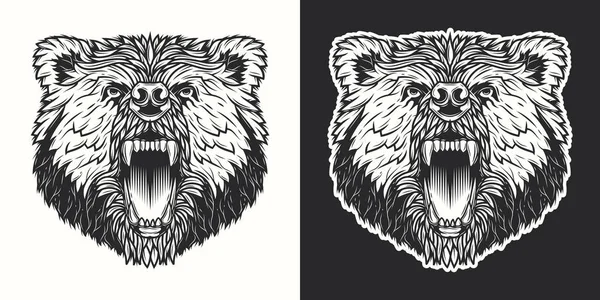 Original Vector Illustration Bear Dark White Background Suitable Logos Emblems — Stock Vector
