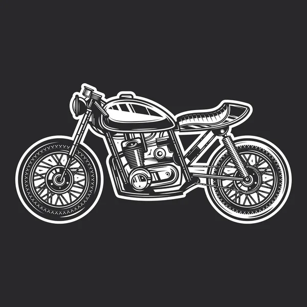 Motorcykel Cafe Racer Vintage Stil Monokrom Vektorillustration — Stock vektor