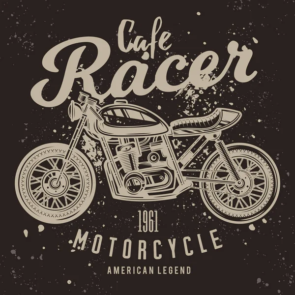 复古咖啡馆赛车摩托车海报 向量例证 T恤设计 — 图库矢量图片