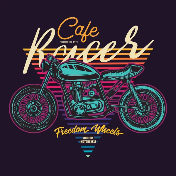 Vintage Cafe Racer motosiklet Poster. Vektör çizim. T-shirt tasarım