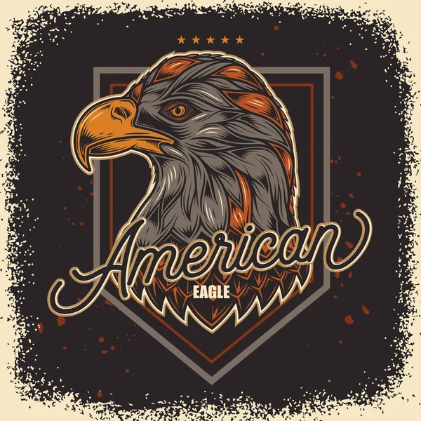 Aquila Americana Illustrazione Vettoriale Shirt Design Etichette Emblemi — Vettoriale Stock