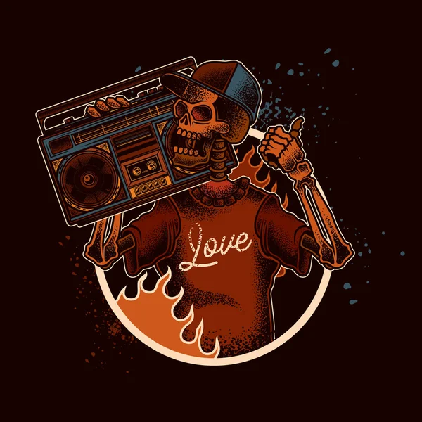 Skull_boombox_01 — стоковий вектор