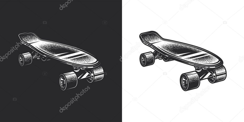 Original monochrome vector illustration in retro audio cassette style on white and black background