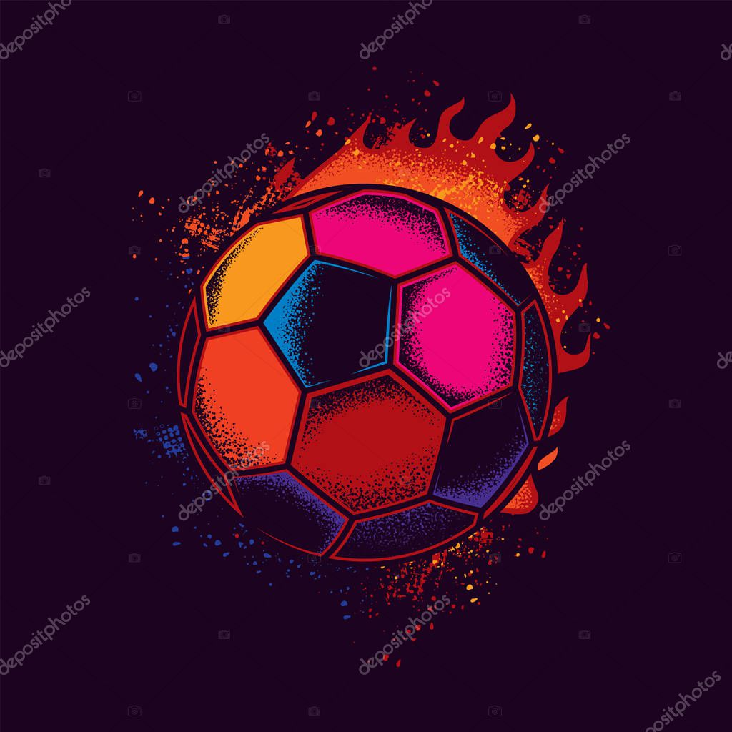 Original neon vector illustration of football boots in vintage style. Creative design element