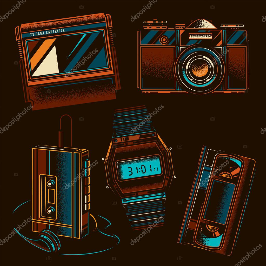 Original neon green vector illustration vintage music cassette with magnetic tape in retro style