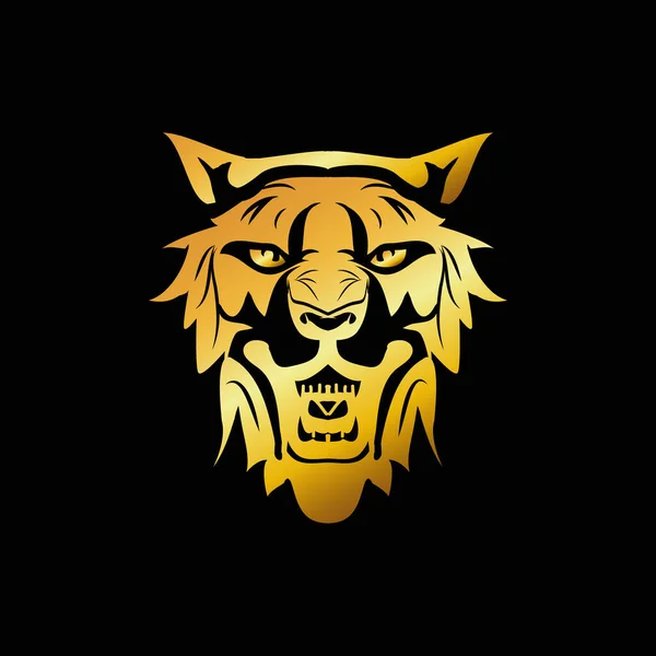 Tiger Logotyp Vektor Med Guld Färg — Stock vektor