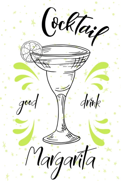 Cocktail alcolico Margarita. Manifesto estivo della festa. Sfondo vettoriale — Vettoriale Stock