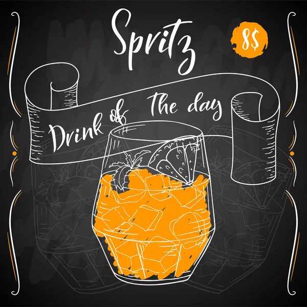 Cartaz de vetor. Cocktail Spritz para restaurante e café. Ilustração desenhada à mão —  Vetores de Stock