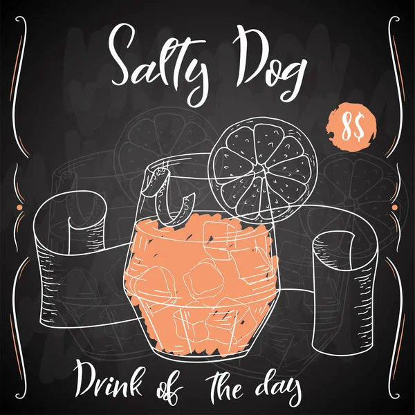 Salziger Hundecocktail. handgezeichnetes Getränk auf weißem Hintergrund. Vektorillustration — Stockvektor