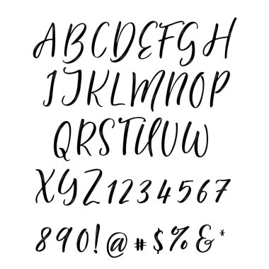El yazısı hat yazı tipi. Vektör alfabe. El çizilen harf
