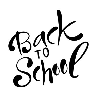 Kaligrafi okul kartı. El yazı çekilmiş. Tipografi tasarımı için okula geri. Vektör çizim