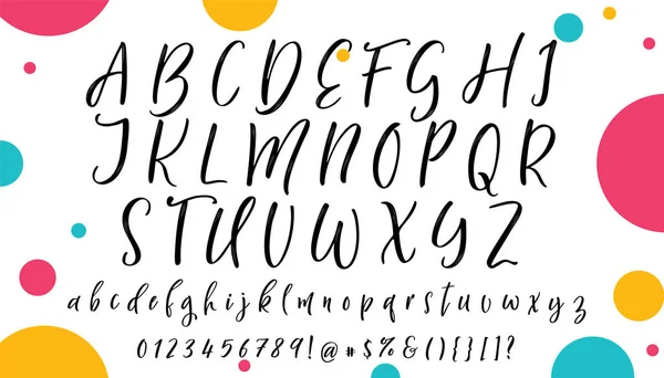 Handskrivna kalligrafi typsnitt. Vector alfabetet. Handen ritade bokstäver — Stock vektor