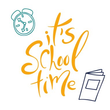 Geri okul poster için. Beyaz arka plan üzerinde harfler izole. elle çizilmiş alıntı. Vektör çizim