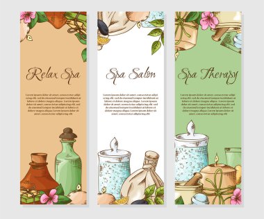 Elle çizilmiş kroki tarzı spa afiş. Tasarım için mağaza, spa, güzellik salonu ve etc. Doğal kozmetik illüstrasyon vektör