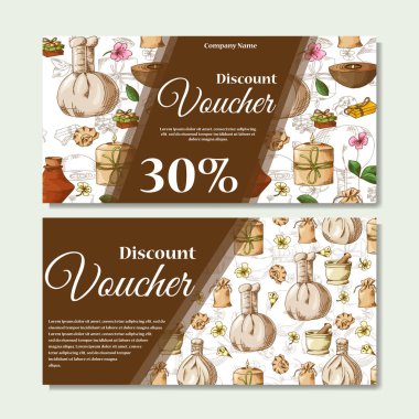 Kroki tarzı spa şablonu. Tasarımınız için elle çizilmiş öğeleri. Vektör çizim