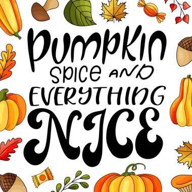 Elle çizilmiş elementlerle dolu Şükran Günü posteri. Mutlu tatil mektupları alıntısı. Kaligrafik tasarım. Vektör illüstrasyonu