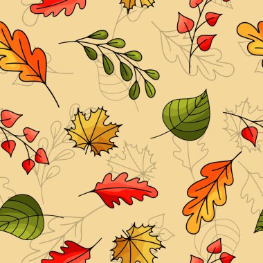 Seamless pattern with autumn elements. Orange harvest. Nature design for your background. Vector illustration