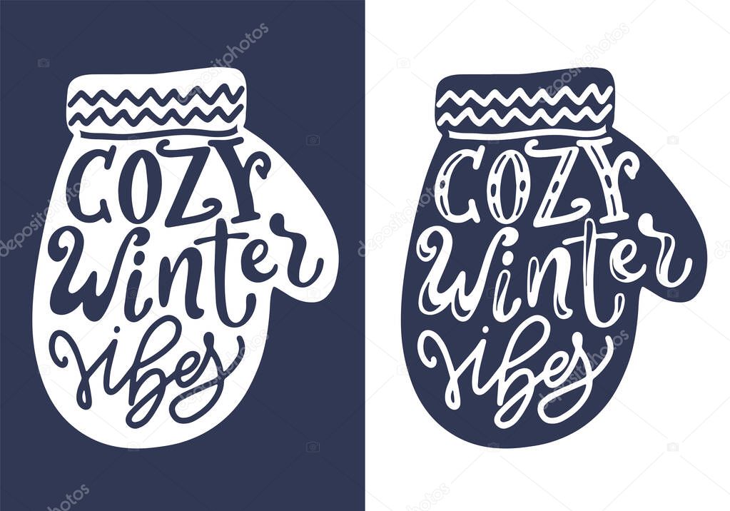 Winter holiday saying. Christmas wishes text for greeting card, poster or print. Lettering qoute with decorative design elements. Vector illustration