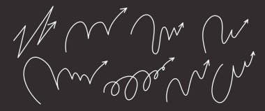 Zıpla, kıvrımlı, sarmal ve kıvrımlı ok çizgileri. Oyuncu el çizimi elementler. Spor için top hareketli yolları da içeriyor. Vektör çizimi izole edildi.