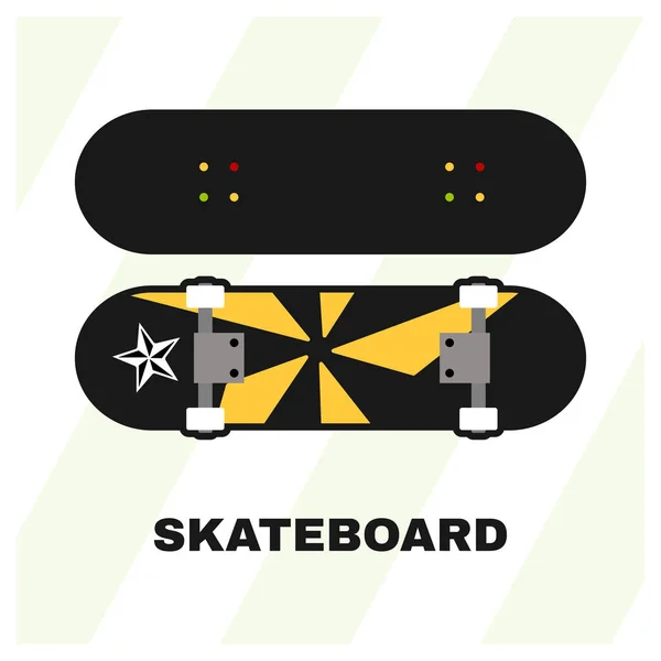 Ilustração Vetorial Skate Com Design Estrela — Vetor de Stock