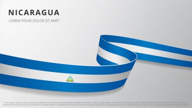 Nikaragua bayrağı. Nikaragua bayrağı renginde gerçekçi bir kurdele. Grafik ve web tasarım şablonu. Ulusal sembol. Bağımsızlık Günü posteri. Soyut arkaplan. Vektör illüstrasyonu.
