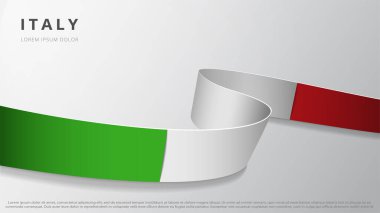 İtalya bayrağı. İtalyan bayrağı renginde gerçekçi dalgalı kurdele. Grafik ve web tasarım şablonu. Ulusal sembol. Bağımsızlık Günü posteri. Soyut arkaplan. Vektör illüstrasyonu.