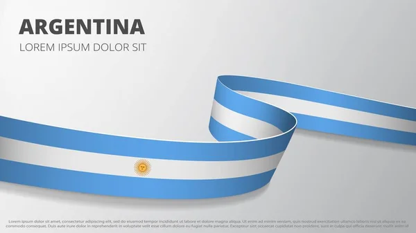 Arjantin bayrağı. Arjantin bayrağı renginde gerçekçi dalgalı kurdele. Grafik ve web tasarım şablonu. Ulusal sembol. Bağımsızlık Günü posteri. Soyut arkaplan. Vektör illüstrasyonu.
