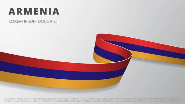 Ermenistan bayrağı. Ermeni bayrağı renginde gerçekçi bir kurdele. Grafik ve web tasarım şablonu. Ulusal sembol. Bağımsızlık Günü posteri. Soyut arkaplan. Vektör illüstrasyonu.