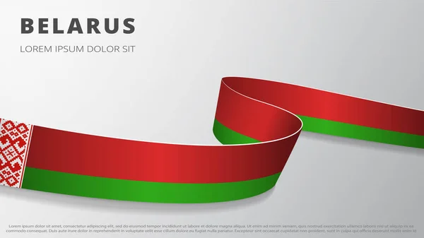 Beyaz Rusya bayrağı. Beyaz Rusya bayrağı renginde gerçekçi dalgalı kurdele. Grafik ve web tasarım şablonu. Ulusal sembol. Bağımsızlık Günü posteri. Soyut arkaplan. Vektör illüstrasyonu.