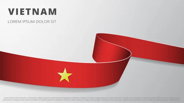 Vietnam bayrağı. Vietnam bayrağı renginde gerçekçi dalgalı kurdele. Grafik ve web tasarım şablonu. Ulusal sembol. Bağımsızlık Günü posteri. Soyut arkaplan. Vektör illüstrasyonu.