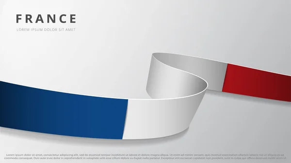 Fransa bayrağı. Fransız bayrağı renginde gerçekçi dalgalı kurdele. Grafik ve web tasarım şablonu. Ulusal sembol. Bastille Günü. Soyut arkaplan. Vektör illüstrasyonu.